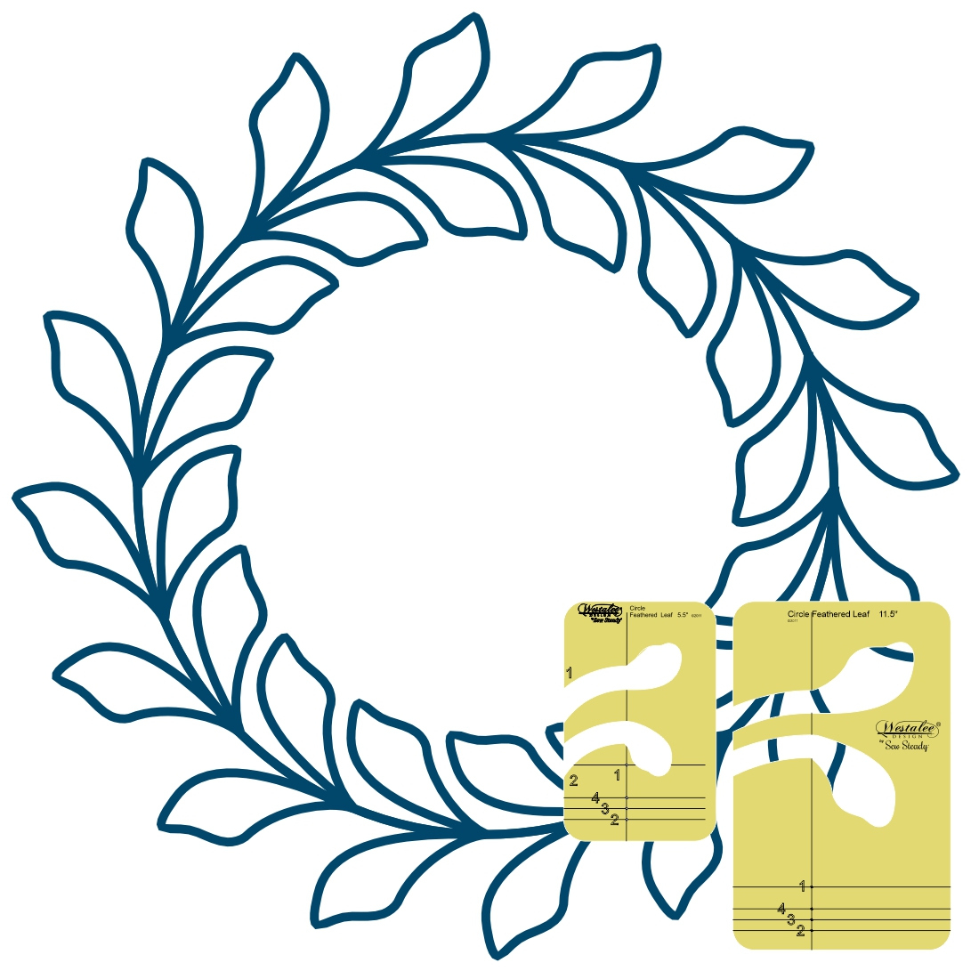 Westalee Design 2Pc Feathered Leaf Circle Wreath Template Set intended for Feather Wreath Quilt Template Westalee Ruler Work