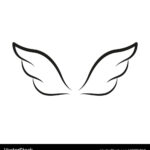 Wings Line Template Icon For Fly Bird – Royalty Free Vector In Simpile Wing Feather Template