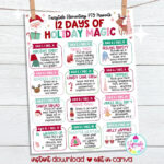 12 Days Of Christmas Dress Up Flyer Template | Editable Christmas Spirit  Week Pto Pta | Edit On Canva Pertaining To 12 Days Of Christmas Video Template