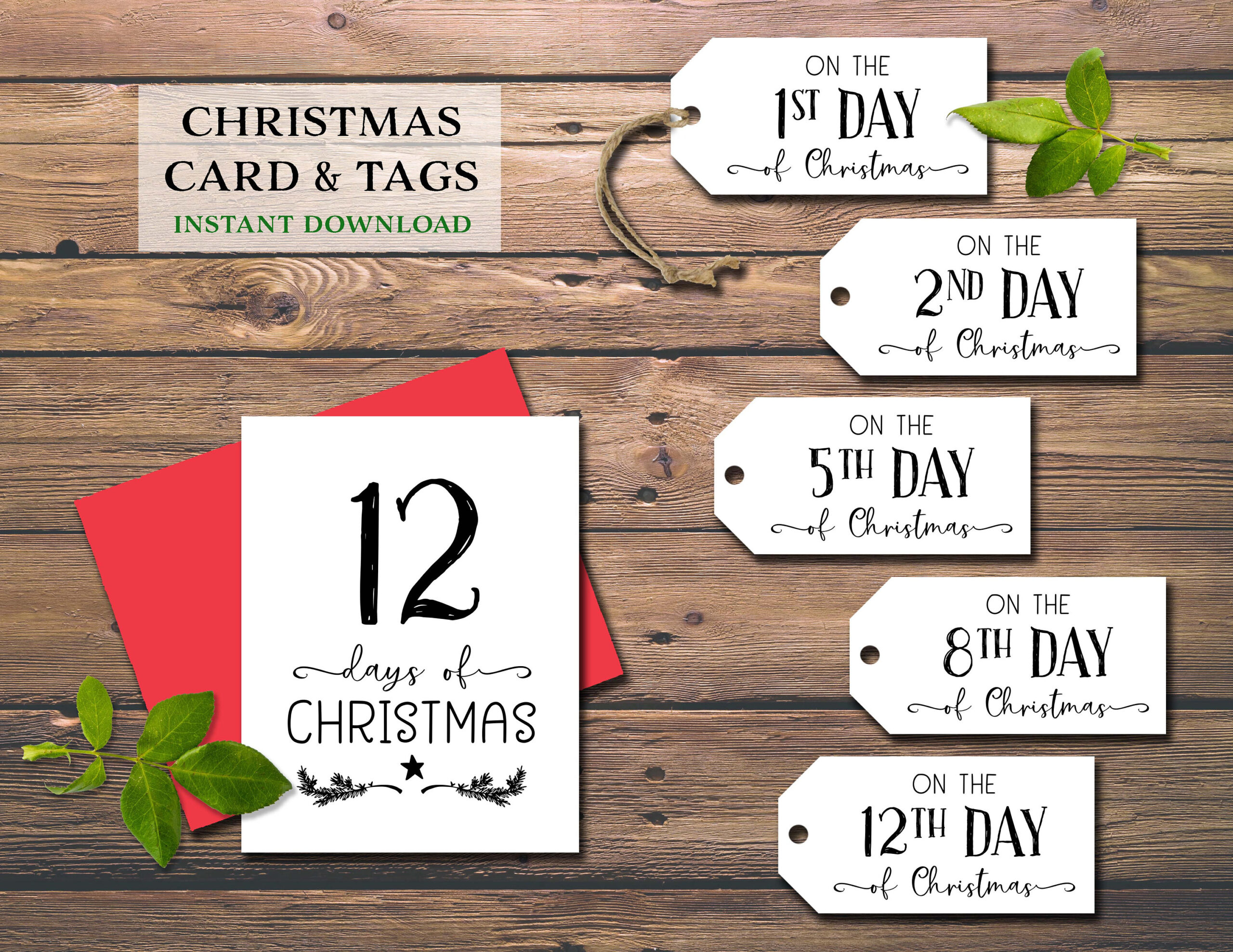 12 Days Of Christmas Geschenkanhänger & Karte. Sofortiger Download throughout 12 Days Of Christmas Card Template