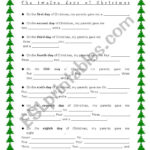 12 Days Of Christmas Make Own Lyrics   Esl Worksheetzanele Intended For 12 Days Of Christmas Fill In The Blank Template