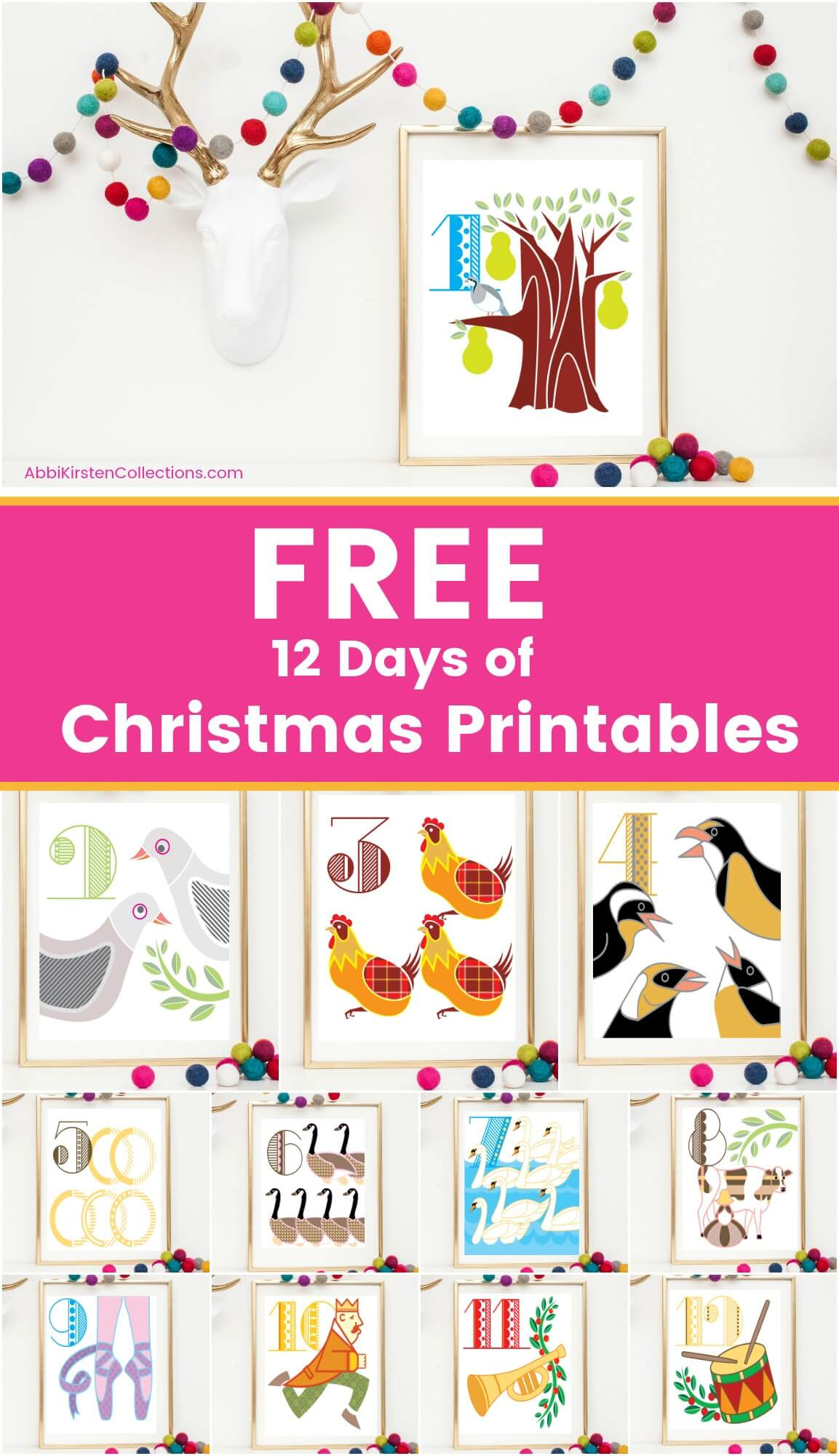 12 Days Of Christmas Printables: Free Christmas Printable Wall Art regarding 12 Days Of Christmas Printable Template