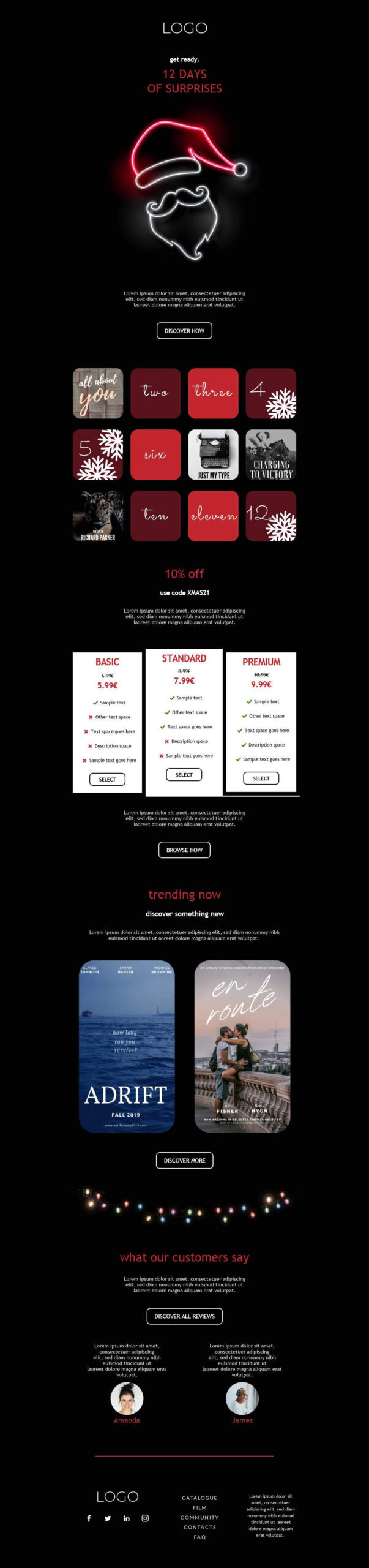 12 Days Of Christmas Streaming - Email Templates For Holiday Deals with 12 Days of Christmas Email Template