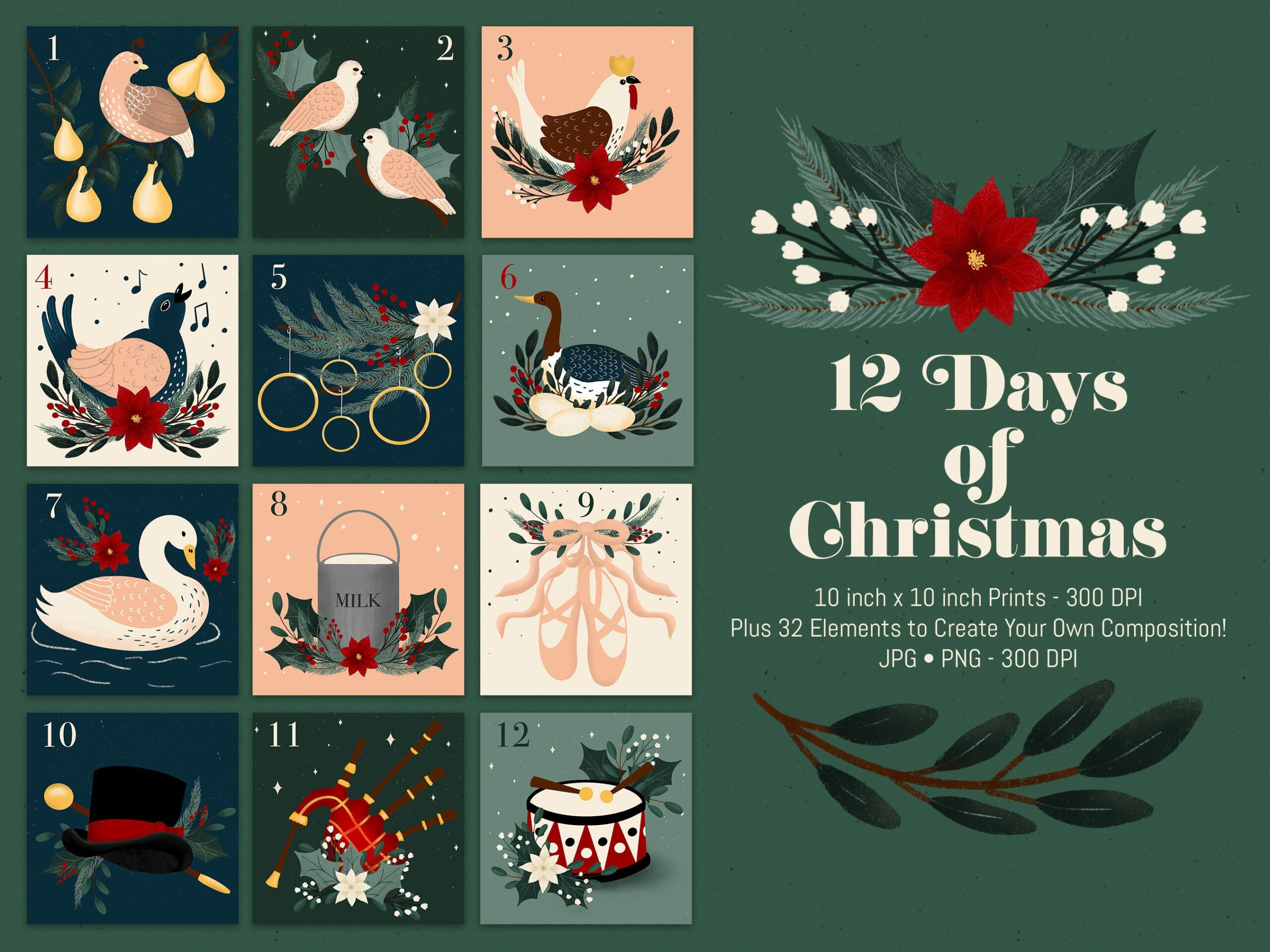 12 Days Of Christmas Sublimation - Etsy Uk inside 12 Days of Christmas Poster Template