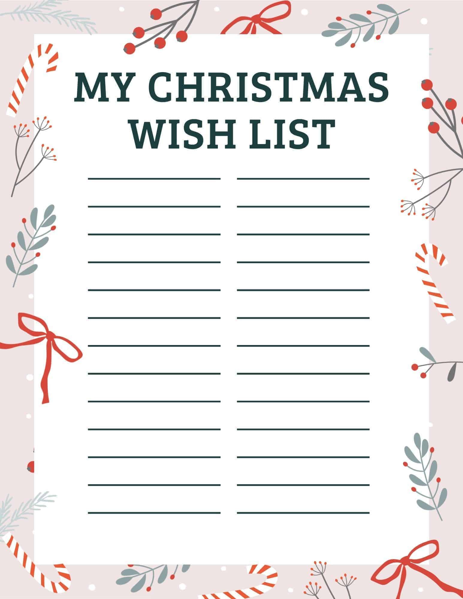 12 Free Christmas Wish List Printable Templates in Blank Christmas Wish List Template