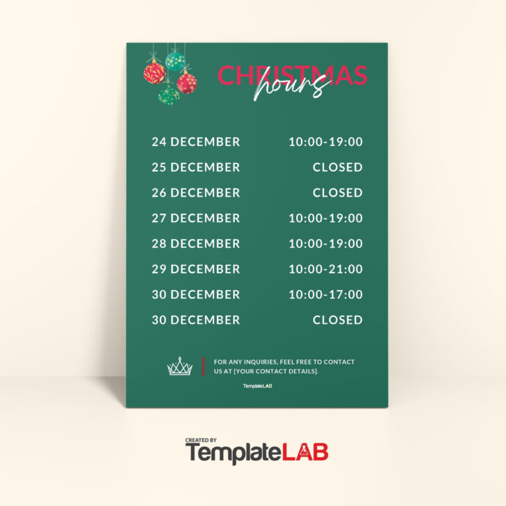 Christmas Hours Template Free Christmas Hours Template Free