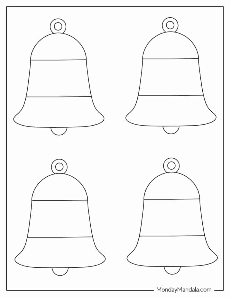 200 Printable Christmas Ornaments (Free Templates) in Christmas Bell Ornament Template