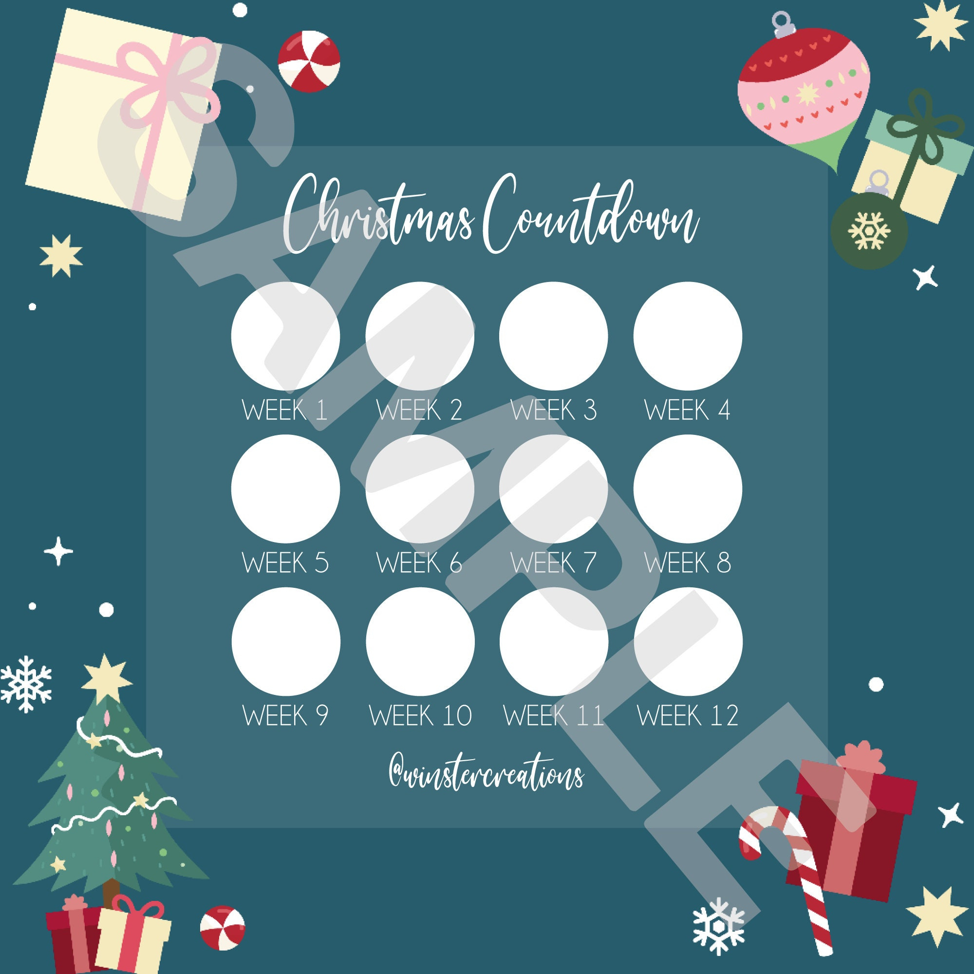 2022 Blau 12-Wochen-Weihnachtstracker | Abnehmtabelle | Digitaler Download  | Sozialen Medien throughout Christmas Countdown Weight Loss Template
