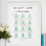 2022 Green Christmas Tree 12 Week Weight Loss Tracker | Weight Inside Christmas Countdown Weight Loss Template