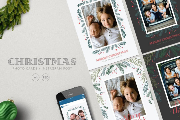 Christmas Card Free Template Photoshop