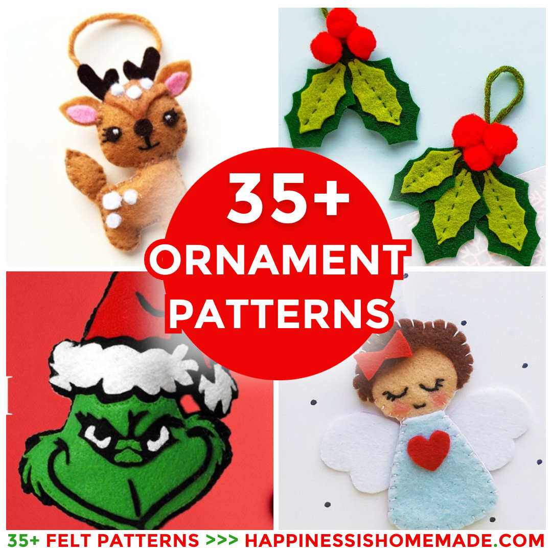 35+ Free Felt Christmas Ornament Patterns - Happiness Is Homemade for Christmas Felt Template Free