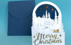 3D Fold Christmas Card Svg Template, Accordion 3D Pop Up Christmas Card,  Classic Christmas Design, Merry Christmas Card Cut Files For Cricut pertaining to Christmas Card Paper Cutting Template