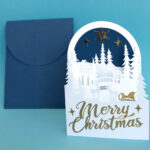 3D Fold Christmas Card Svg Template, Accordion 3D Pop Up Christmas Card,  Classic Christmas Design, Merry Christmas Card Cut Files For Cricut With Christmas Card Template Svg