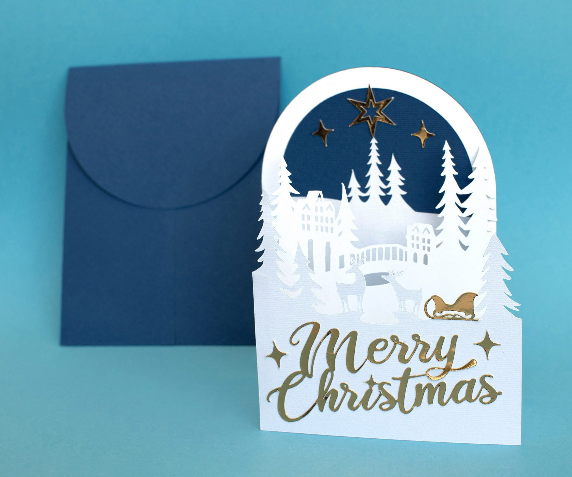 3D Fold Christmas Card Svg Template, Accordion 3D Pop Up Christmas Card,  Classic Christmas Design, Merry Christmas Card Cut Files For Cricut with Christmas Card Template Svg