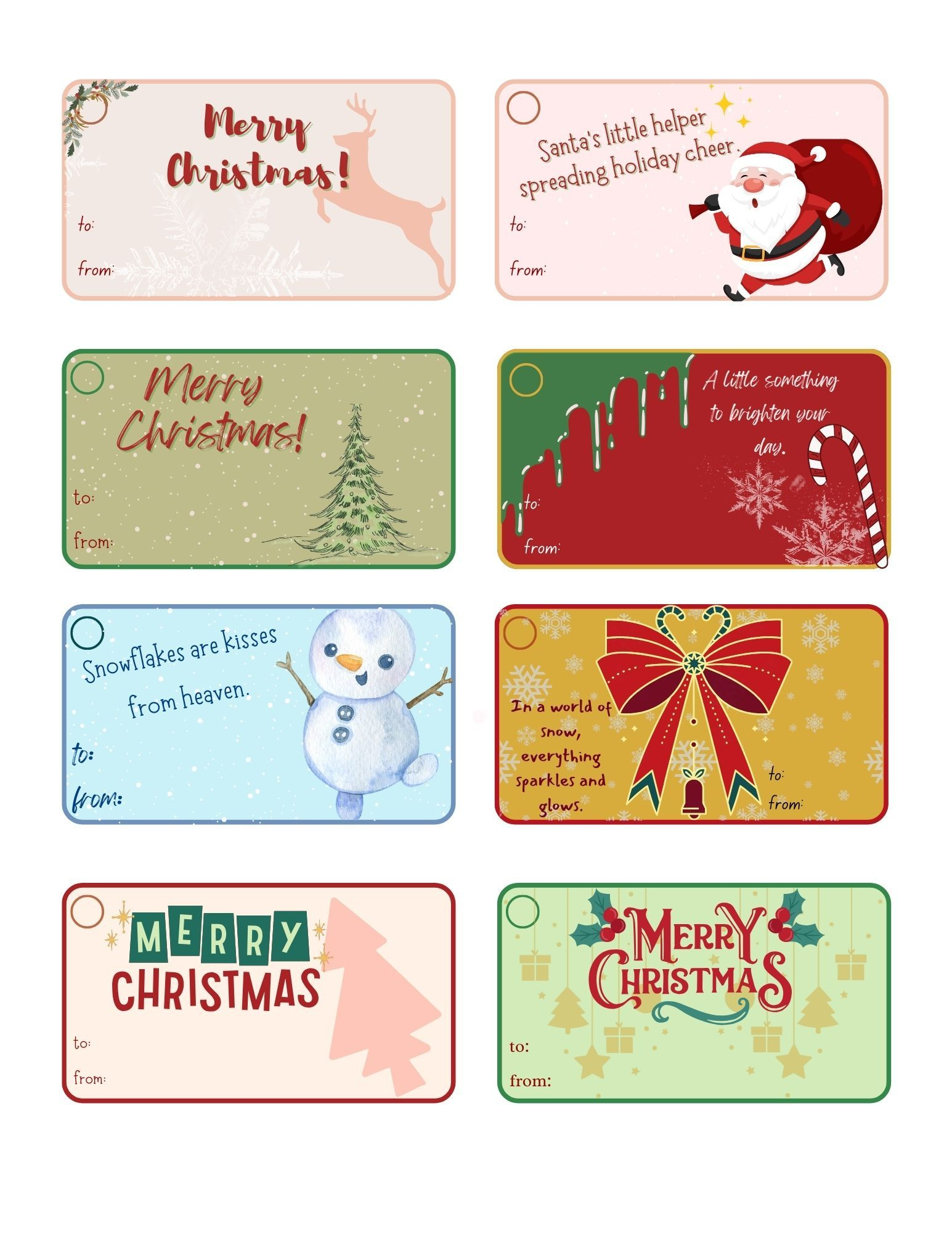 8Pcs Editable And Printable Aesthetic Christmas Gift Cards/Gift intended for Christmas Card Tags Template