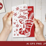 A5 Cricut Christmas Card With Adorable Stocking   It'S Christmas Pertaining To Christmas Card Template For Cricut