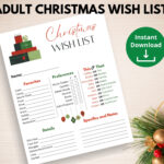 Adult Christmas Wish List Printable Questionnaire | Christmas Gift Within Adult Christmas List Template