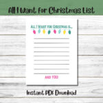 All I Want For Christmas List, Christmas Wish List, Holiday Gift With Regard To All I Want For Christmas Template