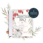 Aussie Christmas Bbq Invitation Template, Editable Christmas Throughout Christmas Bbq Invitation Template
