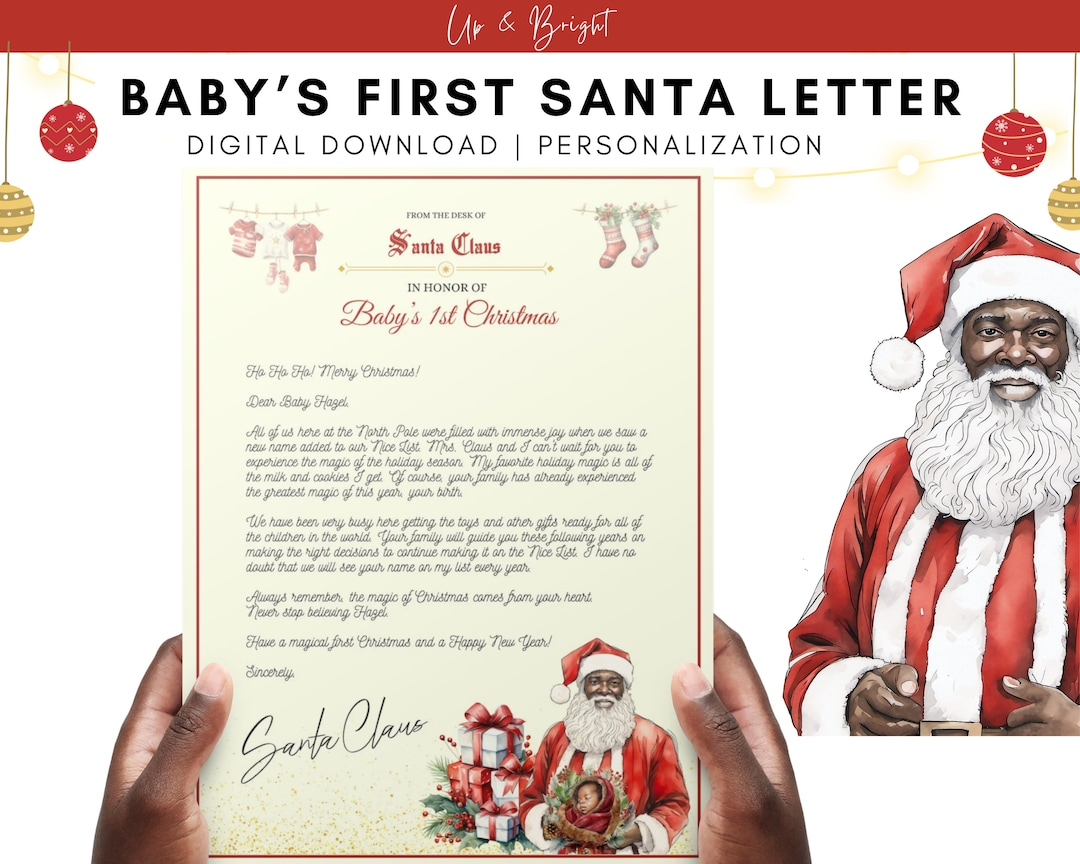 Baby Santa Letter | Black Santa | Personalized Christmas Letter in Baby'S First Christmas Santa Letter Template