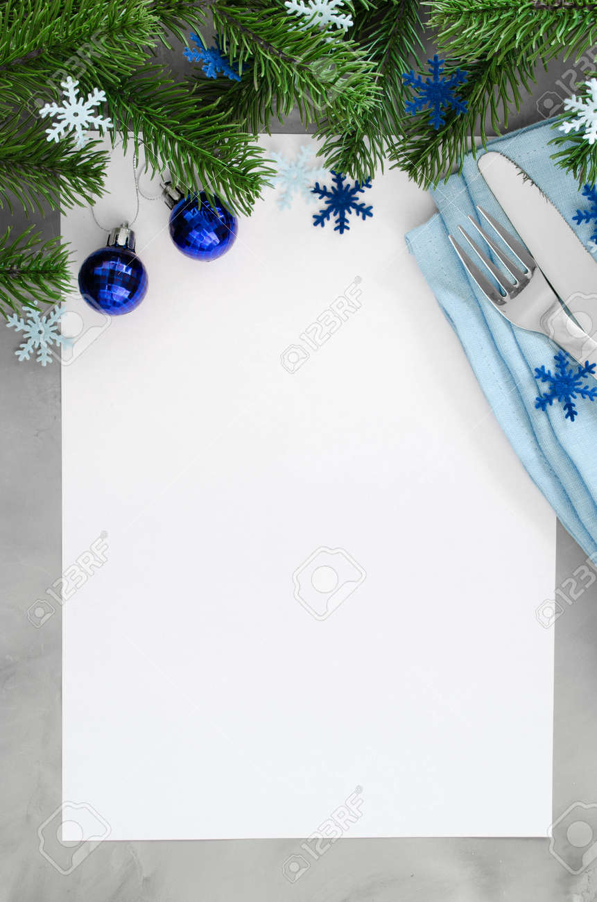 Background For Writing The Christmas Menu. Winter Table Setting regarding Blank Christmas Menu Template Free