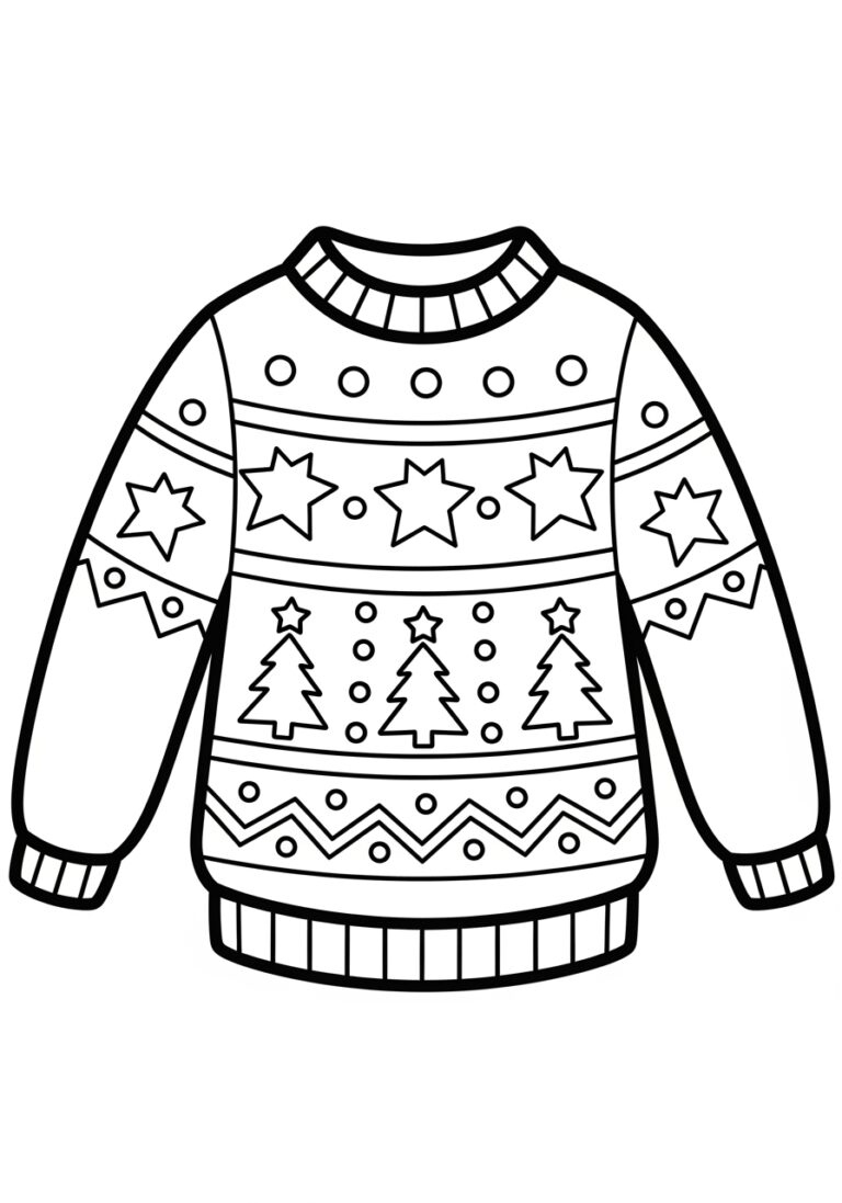 Blank Ugly Christmas Sweater Coloring Page For Kids inside Blank Ugly Christmas Sweater Template