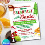 Breakfast With Santa Flyer, Santa Breakfast Flyer, Editable Santa Flyer  Template, Fundraiser Flyer, Church Flyer, Santa Christmas Flyer Regarding Christmas Breakfast Flyer Template