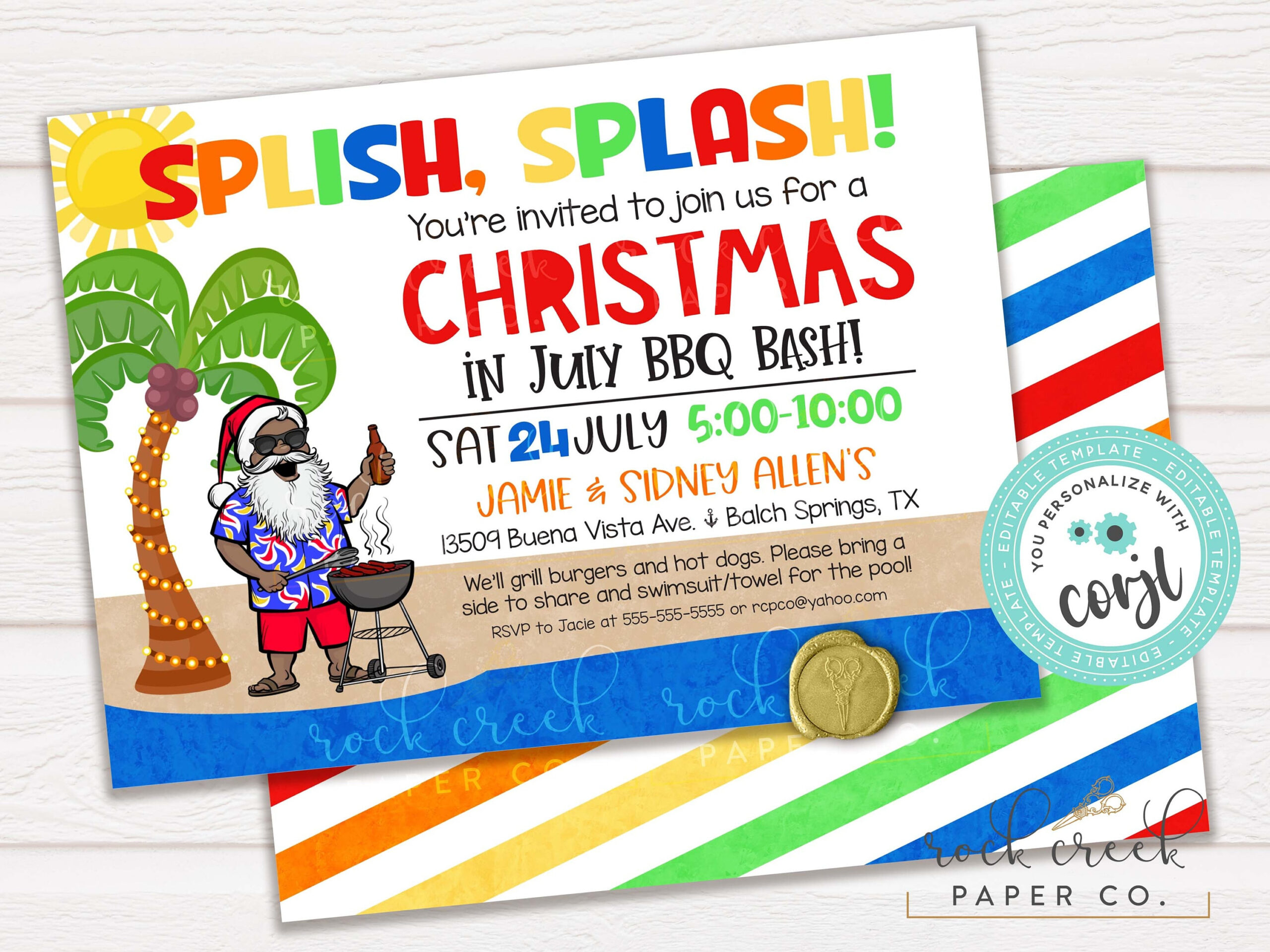 Buy Christmas In July Bbq Invitation: Editable Party Template inside Christmas Bbq Invitation Template