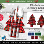 Buy Printable Christmas Silverware Holders Christmas Tree Cutlery Inside Christmas Cutlery Holder Template