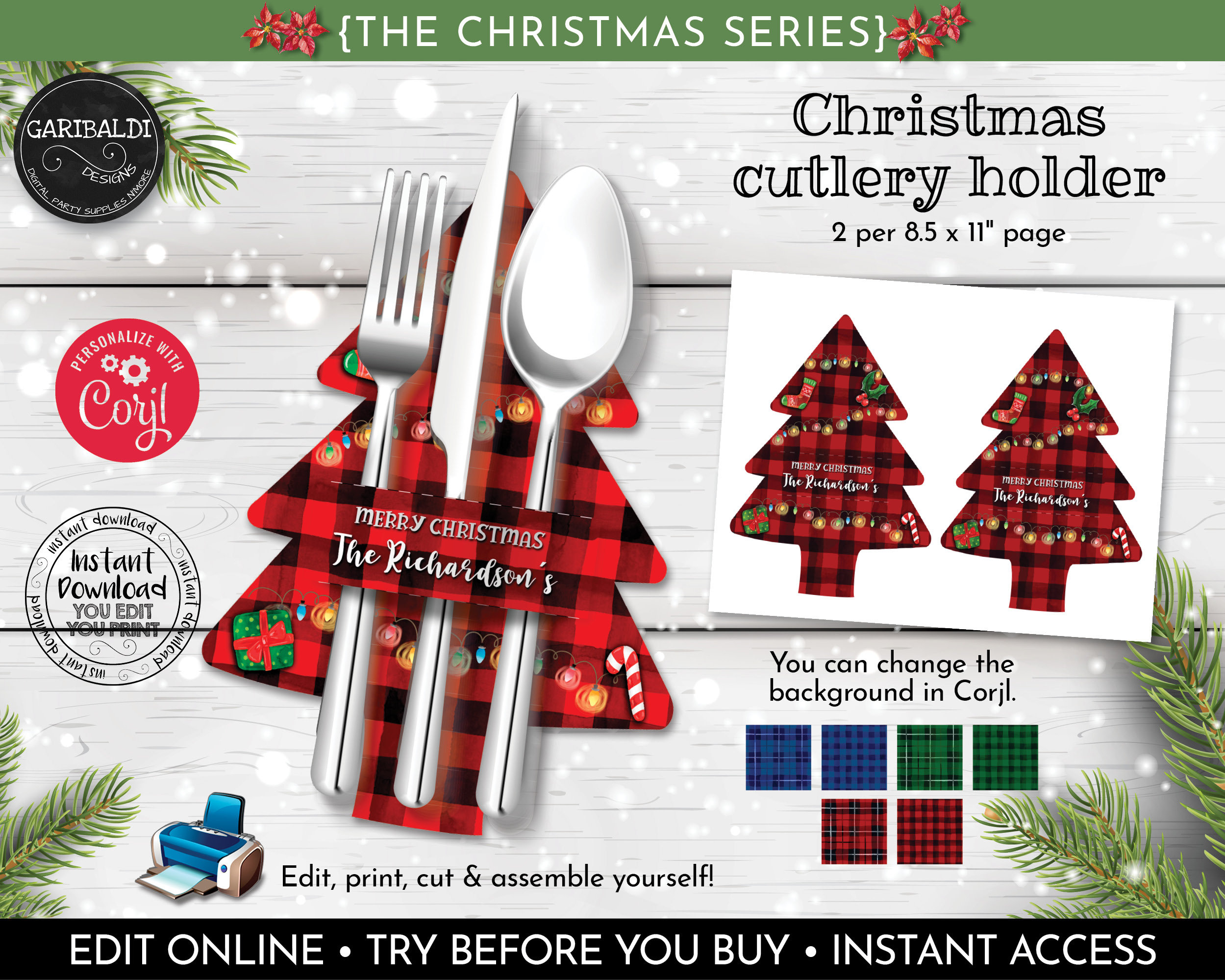 Buy Printable Christmas Silverware Holders Christmas Tree Cutlery inside Christmas Cutlery Holder Template