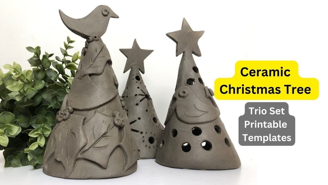 Ceramic Christmas Tree Trio Design - Slab Pottery Template Project🎄🎄🎄 for Ceramic Christmas Tree Template