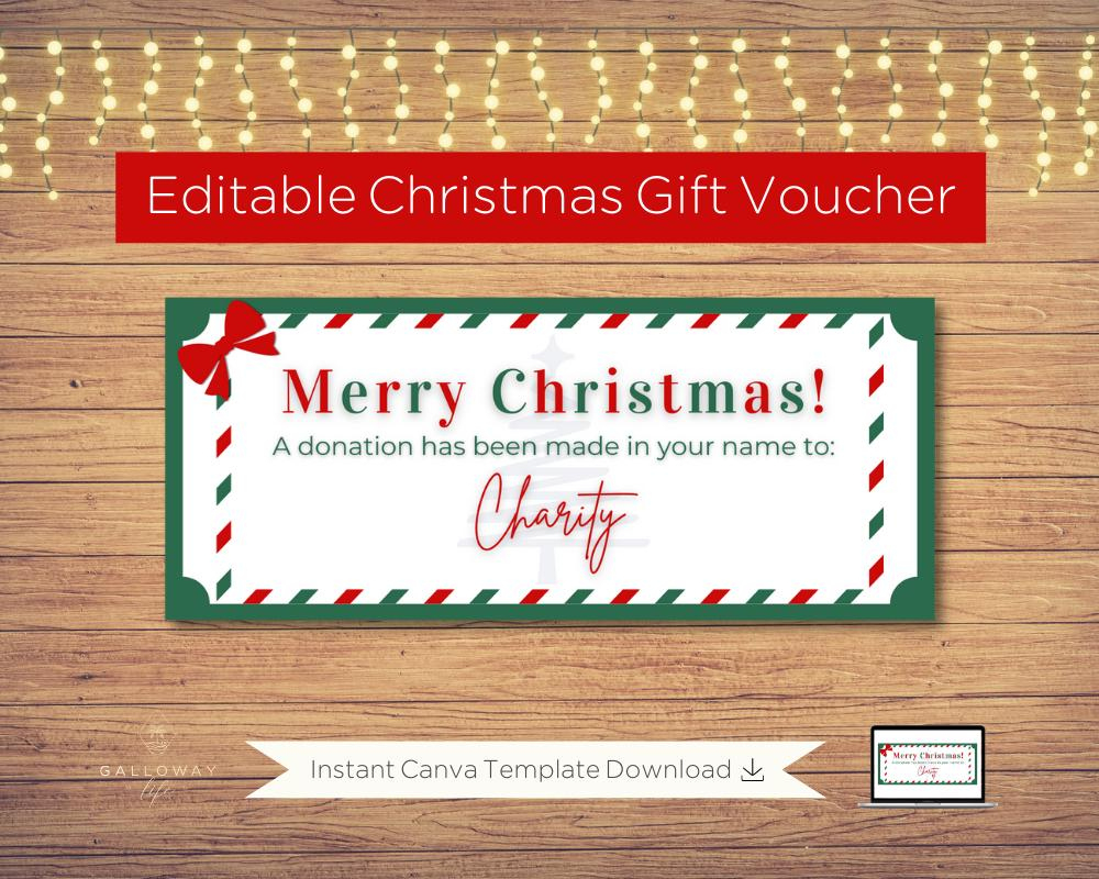Charity Donation Gift Ticket: Customizable Christmas Voucher throughout Donation Has Been Made in Your Name Template Christmas