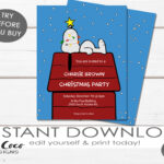 Charlie Brown Christmas Invitation Instant Download   Snoopy Intended For Charlie Brown Christmas Template