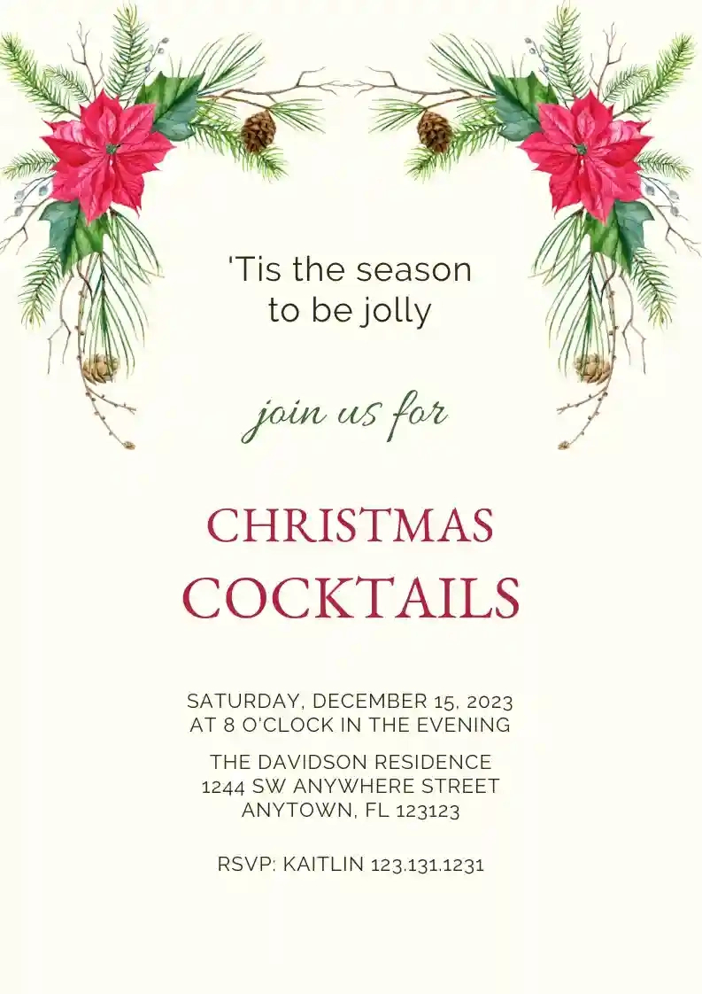 Chistmas Cocktails Invite - Free Christmas Party Invitation inside Christmas Cocktail Party Invitation Template