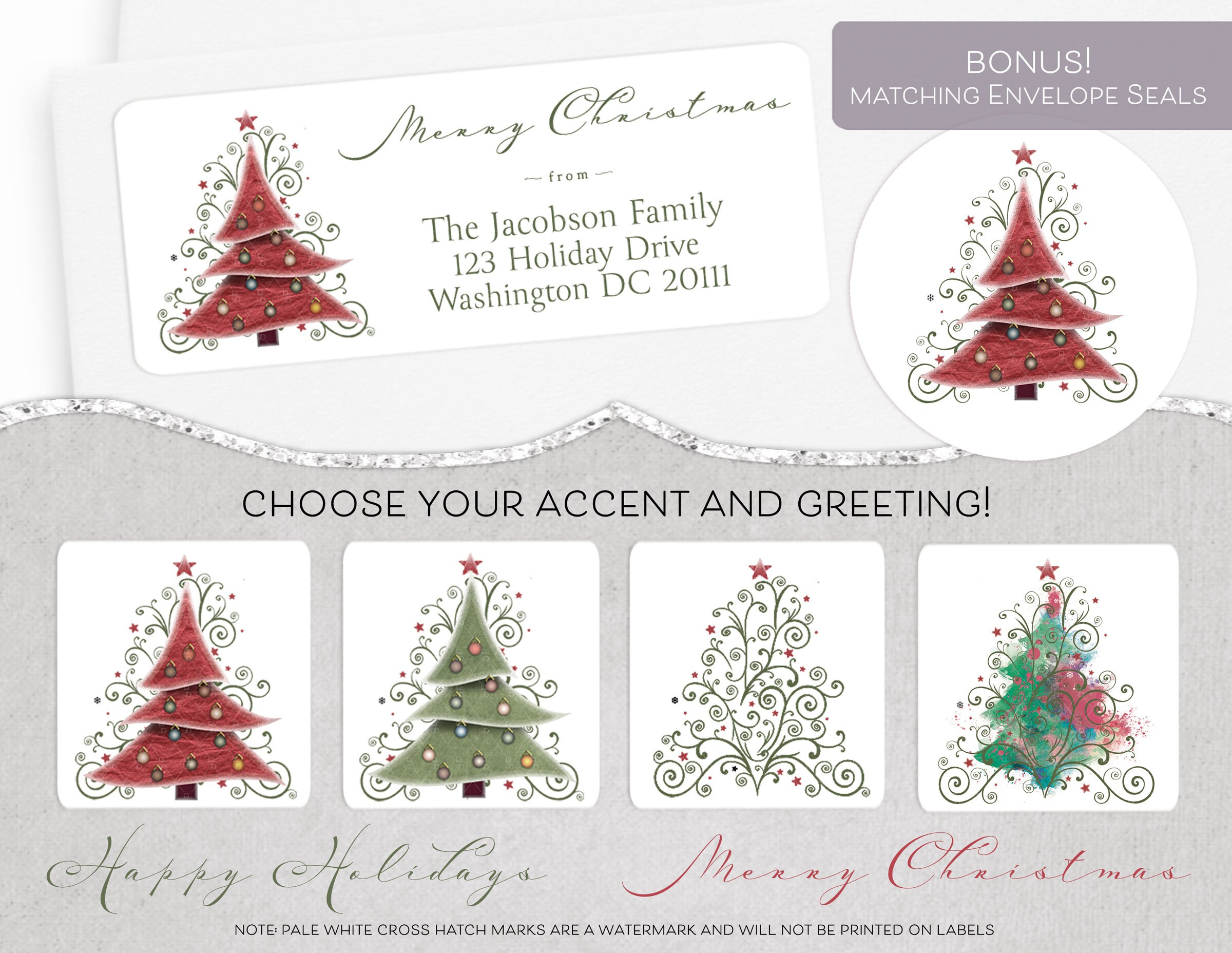 Christmas Address Label, Holiday Address Label, Unique Round in Christmas Card Address Label Template