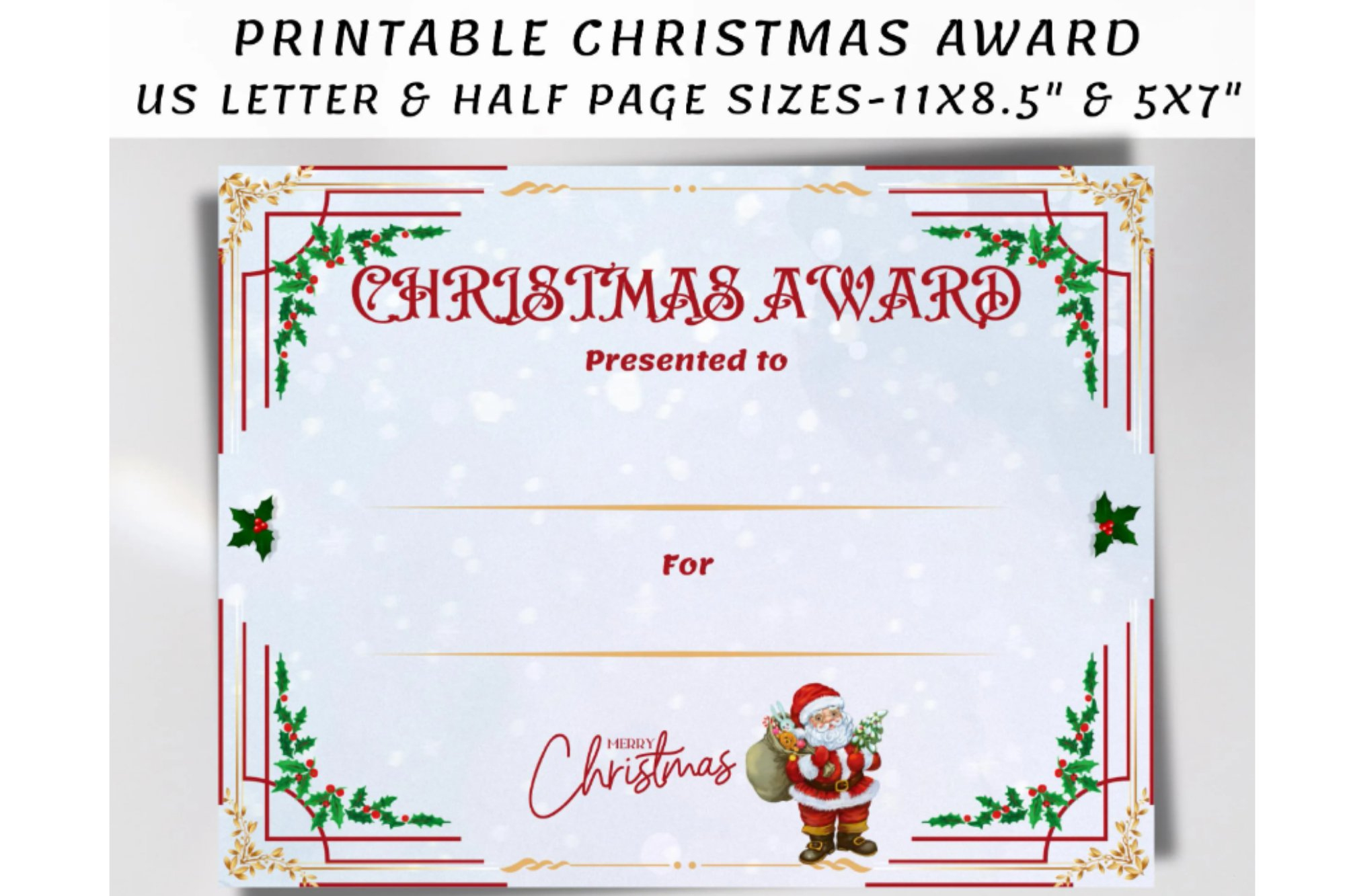 Christmas Award Certificate, Printable Holiday (5079798) within Christmas Award Certificate Template Free