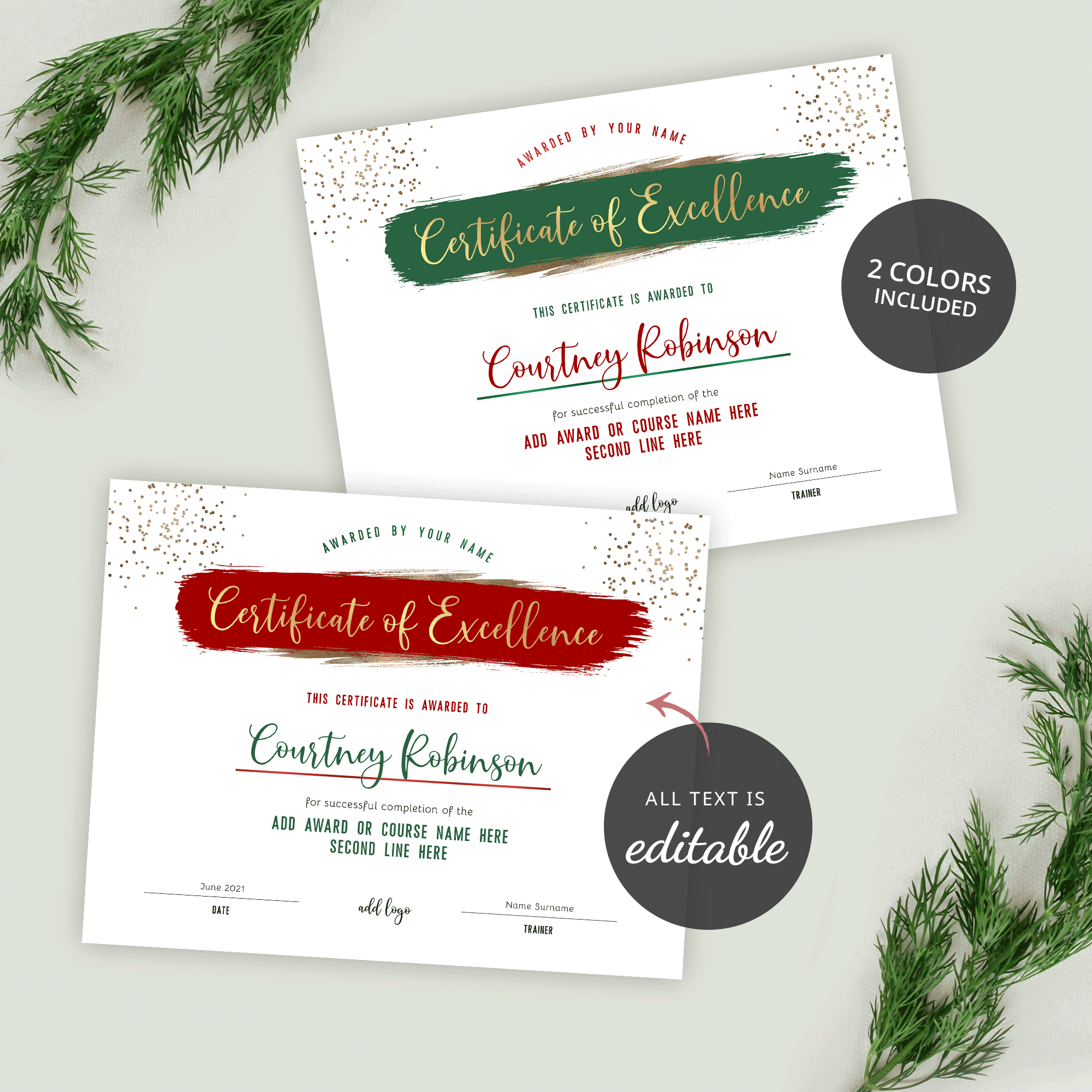 Christmas Award Certificate Template: Diy Certificate Of Excellence pertaining to Christmas Award Certificate Template
