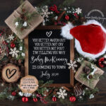 Christmas Baby Announcement: Holiday Reveal, Editable Template Pertaining To Christmas Baby Announcement Template