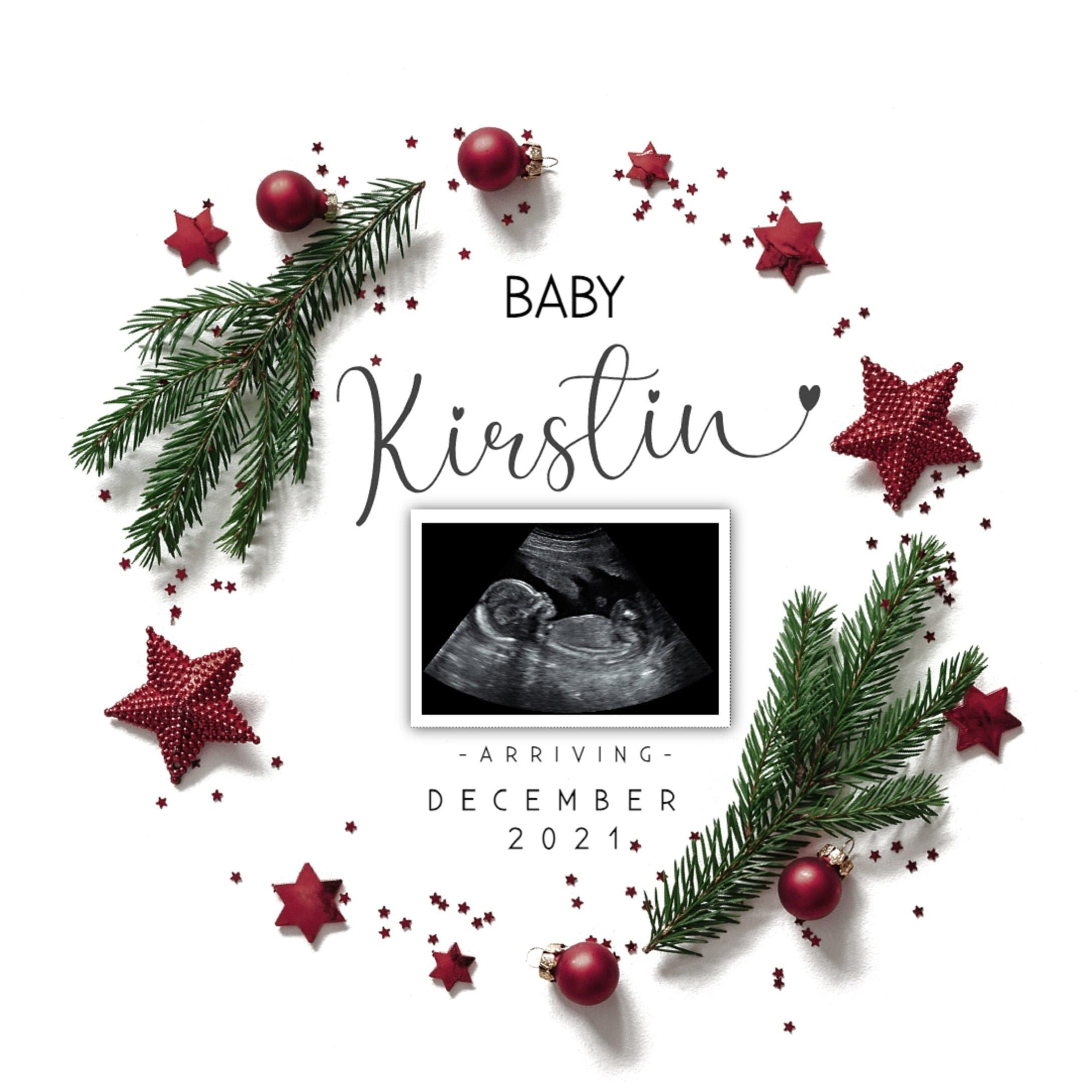 Christmas Baby Announcement Template, Editable Pregnancy Announce for Christmas Baby Announcement Template Free