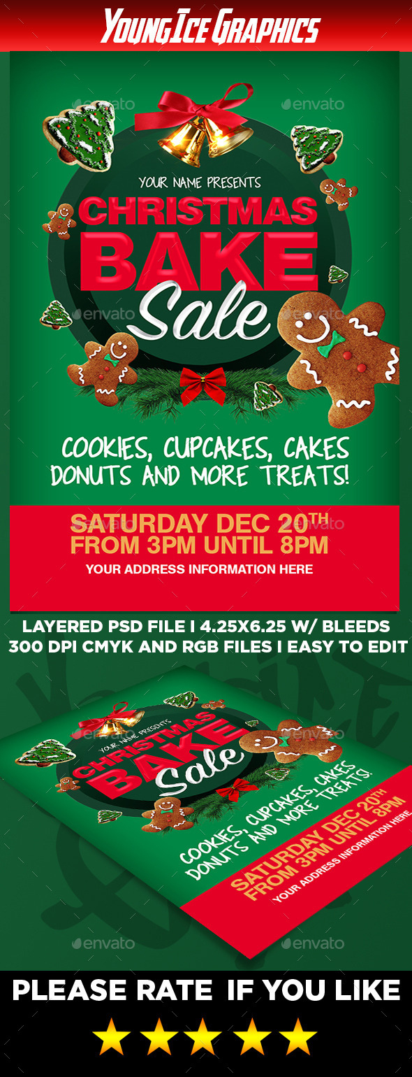 Christmas Bake Sale Flyer Template, Print Templates | Graphicriver regarding Christmas Bake Sale Flyer Template