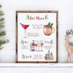 Christmas Bar Menu Template: Holiday Cocktail Sign (Digital In Christmas Drinks Menu Template