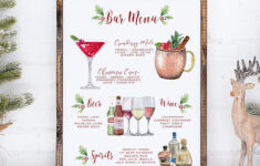 Christmas Bar Menu Template: Holiday Cocktail Sign (Digital regarding Christmas Cocktail Menu Template