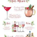 Christmas Bar Menu Template: Holiday Cocktail Sign (Digital Within Christmas Drinks Menu Template