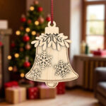 Christmas Bell Ornament Cut File Svg, Snowflake Bell Wooden Laser Intended For Christmas Bell Ornament Template