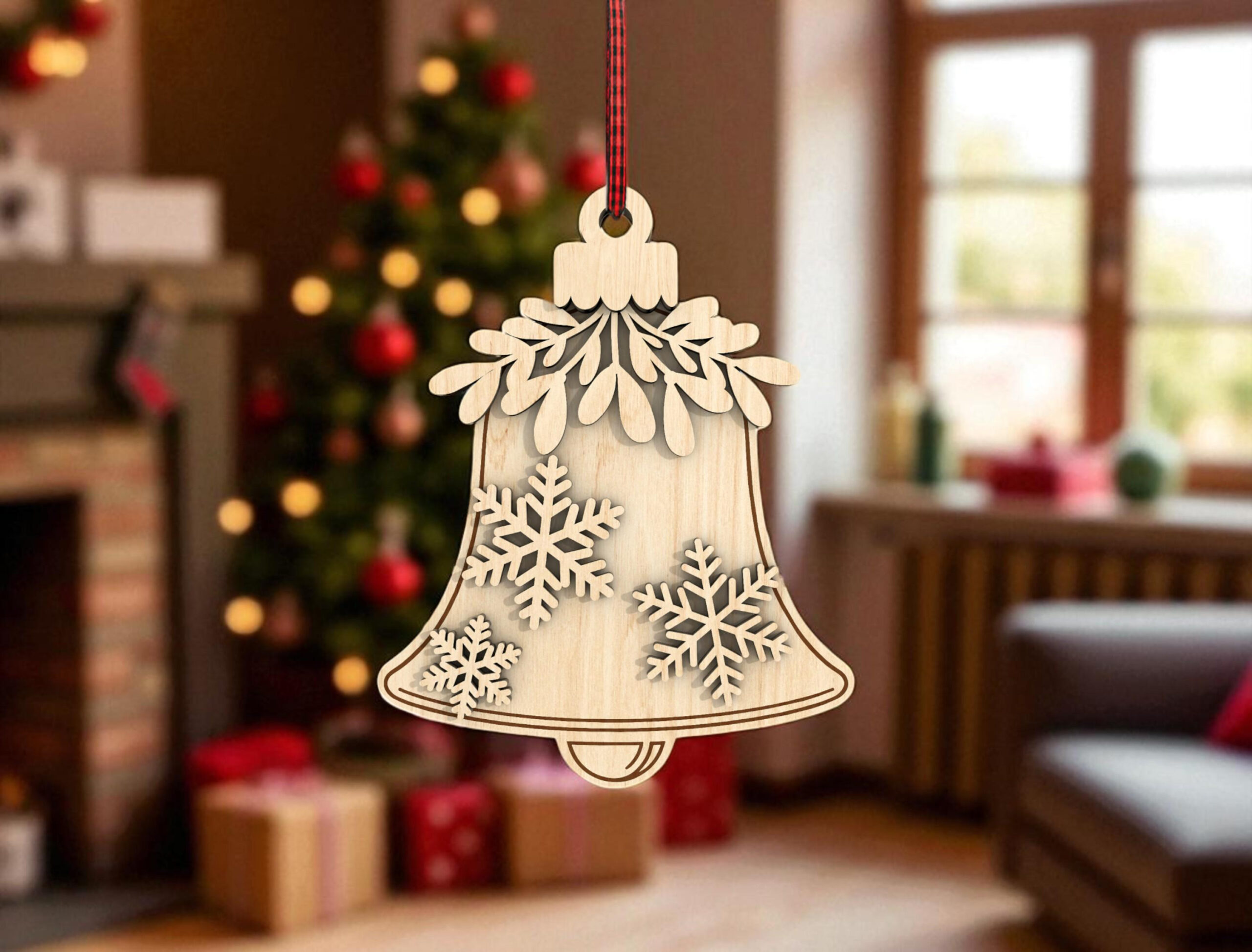 Christmas Bell Ornament Cut File Svg, Snowflake Bell Wooden Laser intended for Christmas Bell Ornament Template