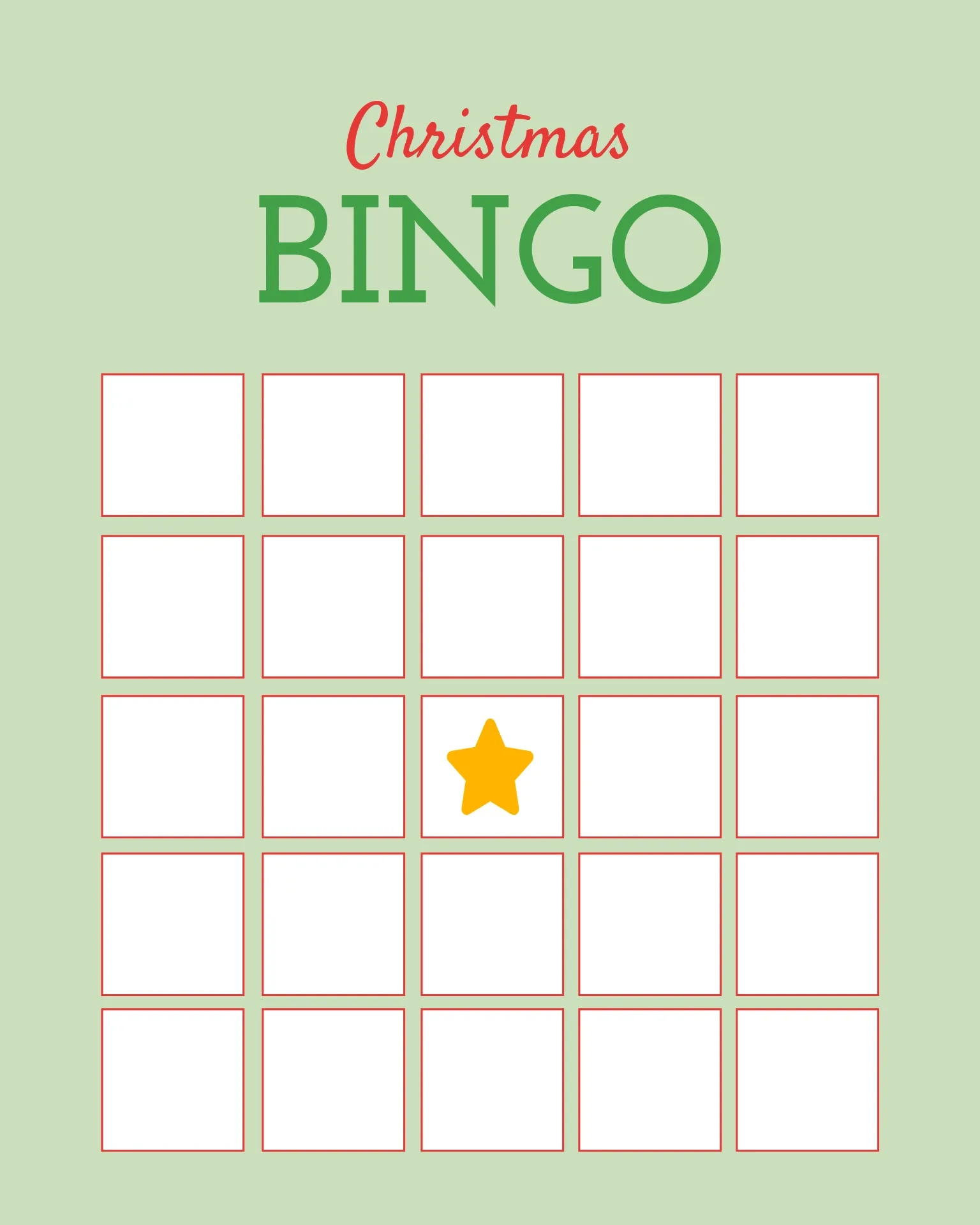 Christmas Bingo Card Template — Kapwing inside Blank Christmas Bingo Template