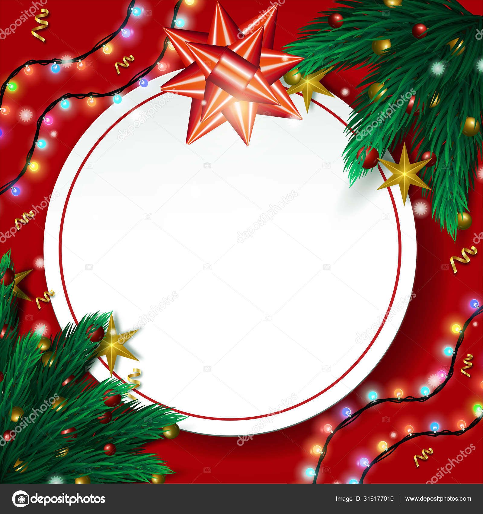 Christmas Blank Card Christmas Tree Branches Red Background pertaining to Blank Christmas Flyer Template