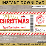 Christmas Boarding Pass From Santa Template   Red & Gold Regarding Christmas Boarding Pass Template Free Download