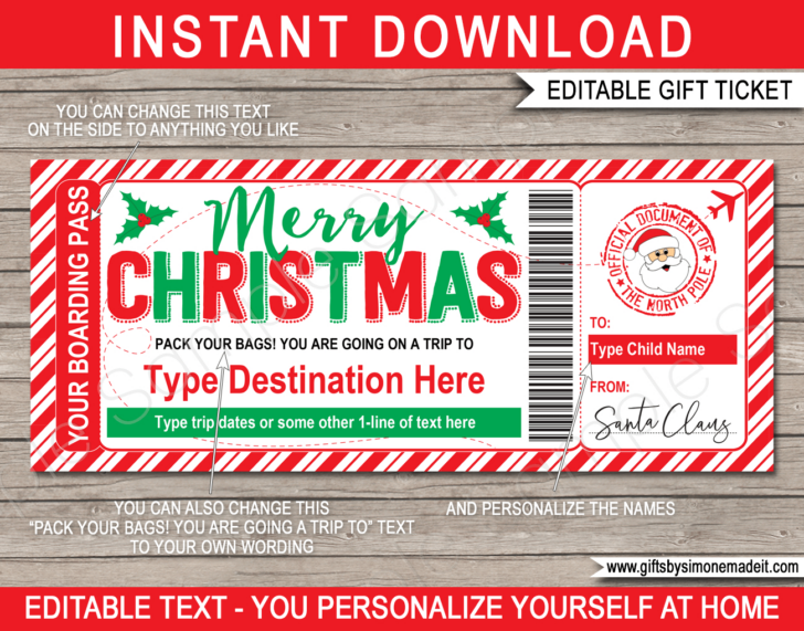 Christmas Airline Ticket Template Christmas Airline Ticket Template