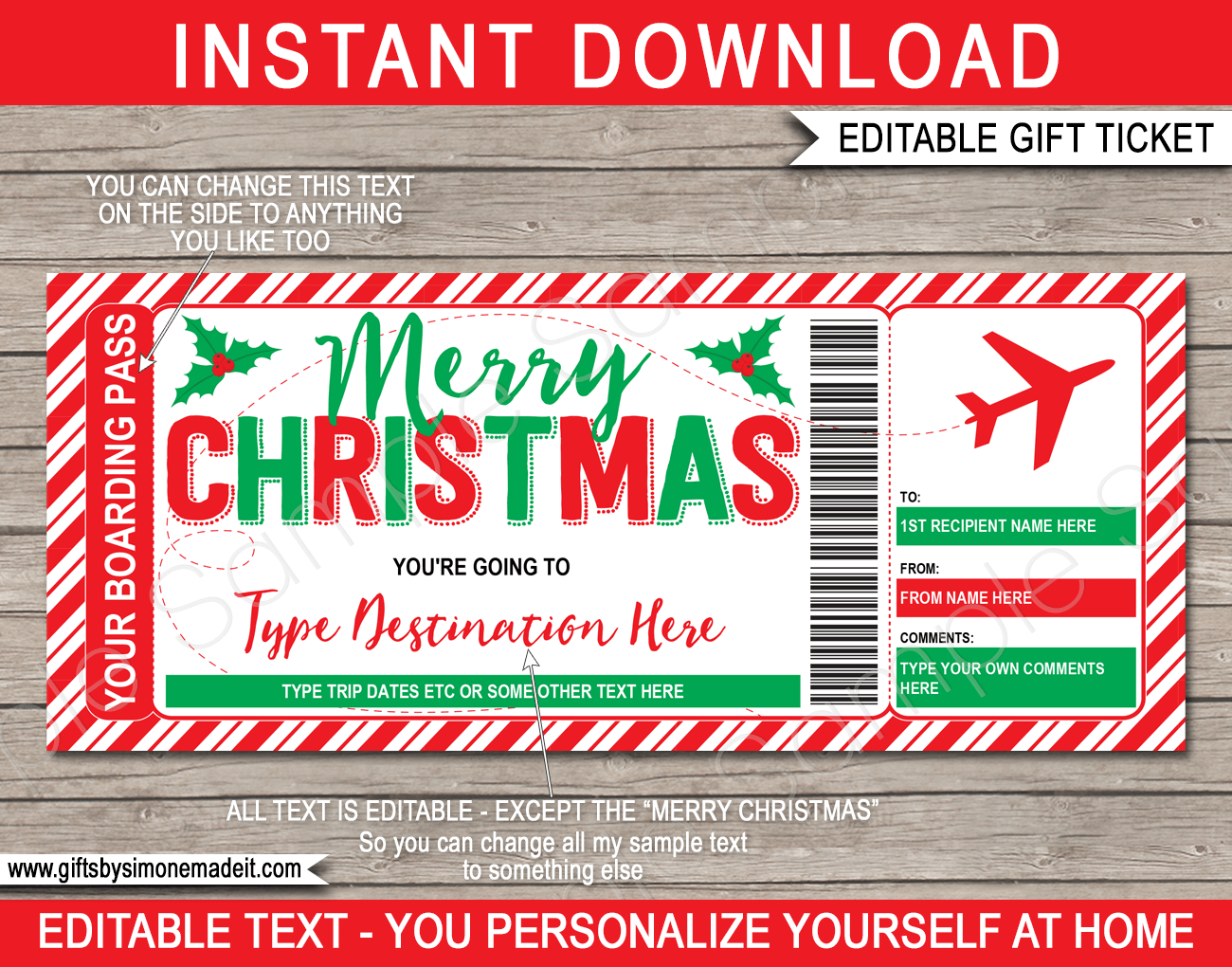 Christmas Boarding Pass Template throughout Christmas Boarding Pass Template Free